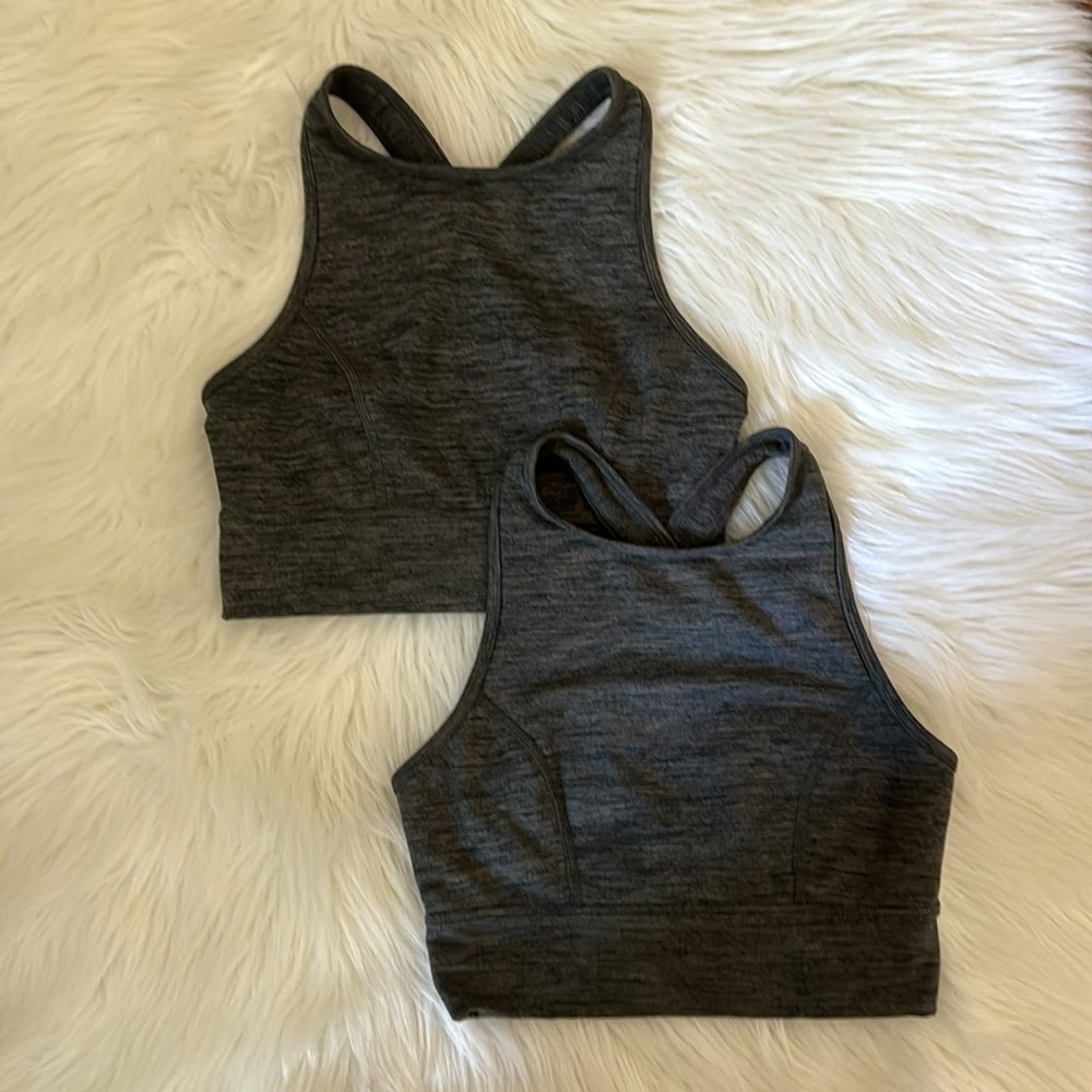 JoyLab Longline Spacedye Charcoal Gray Sports Bra Bundle XS